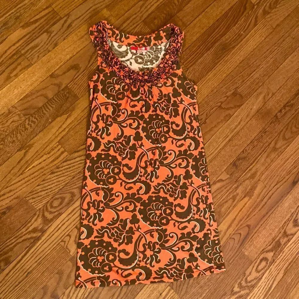 Boden summer dress sleeveless coral and browns size 2R